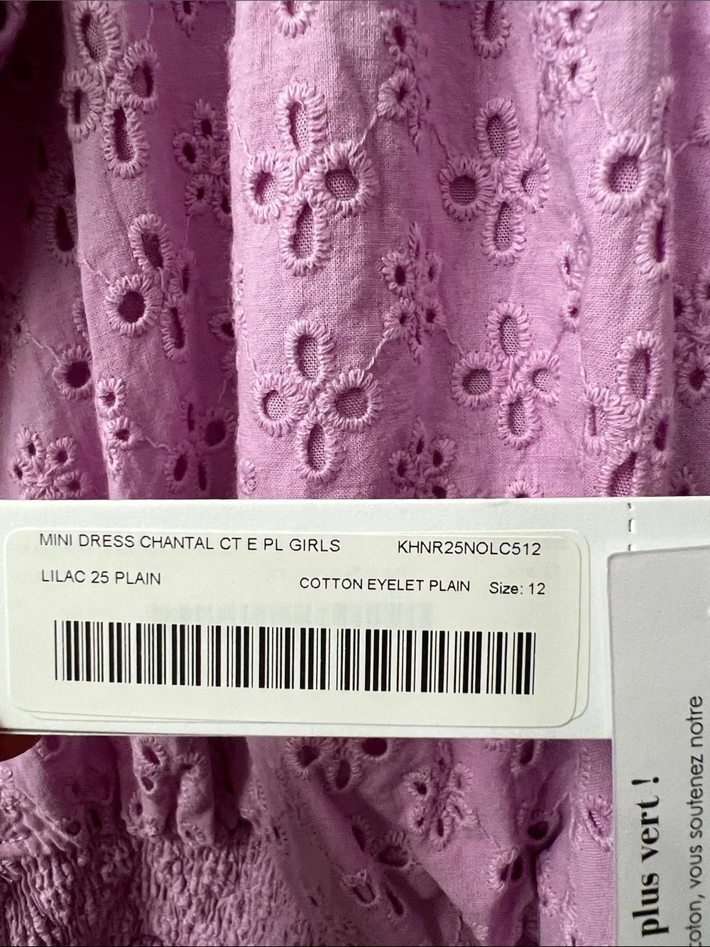 Poupette St. Barth Chantal Lilac Eyelet Mini Dress Size 12